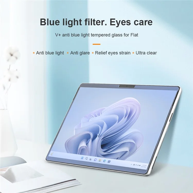 NILLKIN V+ Película protectora de vidrio templado anti-luz azul AGC para Microsoft Surface Pro 9, protector de pantalla completa ultra claro a prueba de explosiones