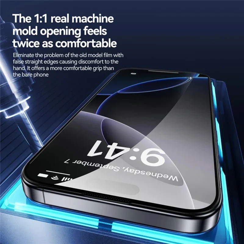 3Pcs For iPhone 17 Pro Max Full Screen Protector HD Clear 3D Arc Edge High Aluminium-silicon Glass Film with Dust-Free Installation Tool - Transparent