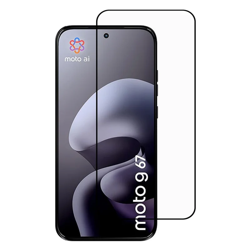For Motorola Moto G67 5G Screen Protector Silk Printing Full Glue Full Coverage Tempered Glass Screen Film - Black