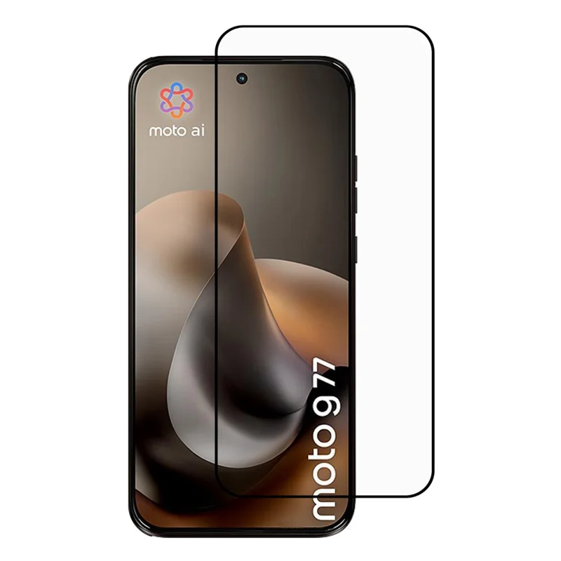 For Motorola Moto G77 5G Screen Protector Silk Printing Full Glue Full Coverage Tempered Glass Screen Film - Black
