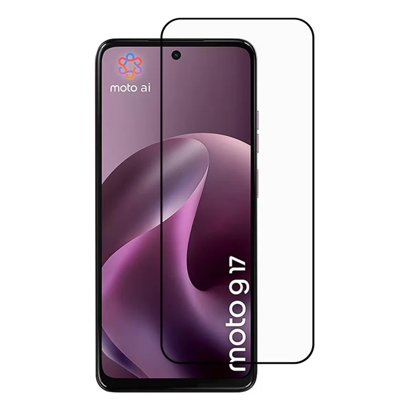 For Motorola Moto G17 4G Screen Protector Silk Printing Full Glue Full Coverage Tempered Glass Screen Film - Black