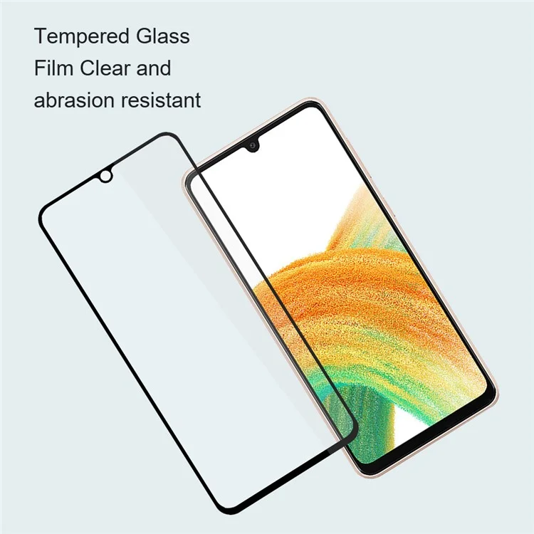 AMORUS 2Pcs / Set For Samsung Galaxy A54 5G Silk Printing Tempered Glass Film Ultra Clear Full Glue Secondary Hardening Scratch-resistant Full Screen Protector - Black