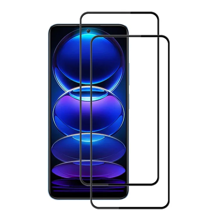 AMORUS 2Pcs / Set For Xiaomi Redmi Note 12 Pro+ 5G Silk Printing Tempered Glass Ultra Clear Full Glue Secondary Hardening Anti-scratch Full Screen Protector - Black