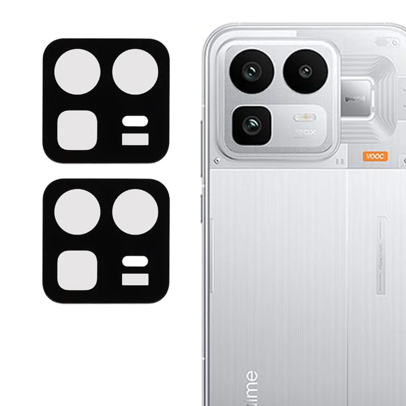 2Pcs For Realme Neo8 5G Camera Lens Protector 2.5D Arc Edge Silk Printing Tempered Glass Full Coverage Rear Lens Film - Black