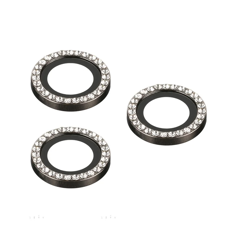 1 lot de protecteur d'objectif pour iPhone 17 Pro / 17 Pro Max, film en verre trempé avec anneau à strass (non couvrant intégralement) - Noir