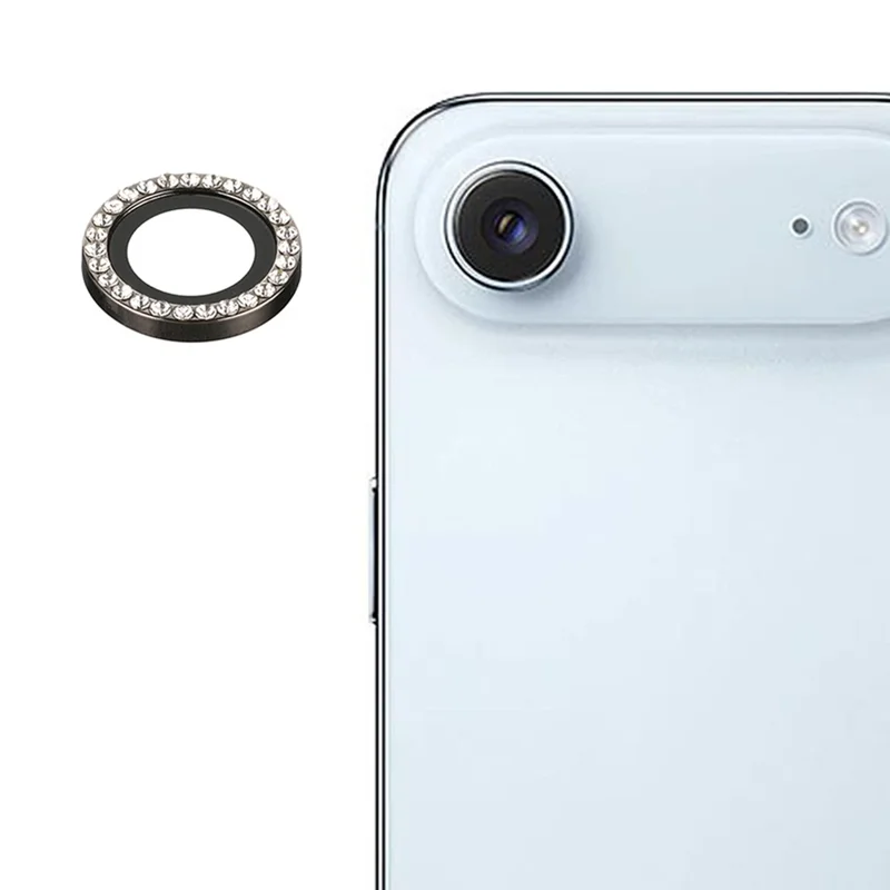 For iPhone Air Camera Lens Protector Rhinestone Ring Tempered Glass Lens Film (NOT Complete Covering) - Black