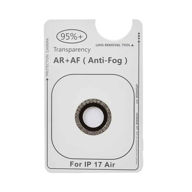 Protection d'objectif pour iPhone Air avec anneau strass en verre trempé (non couvrant intégralement) - Argent