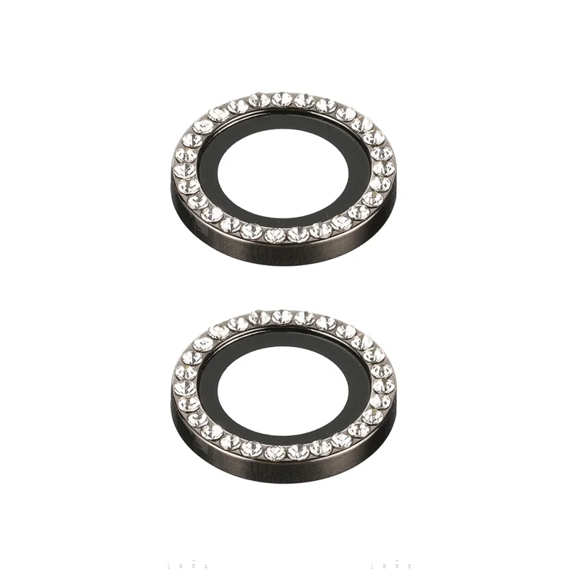 1 Set For iPhone 17 Camera Lens Protector Rhinestone Ring Tempered Glass Lens Film (NOT Complete Covering) - Black