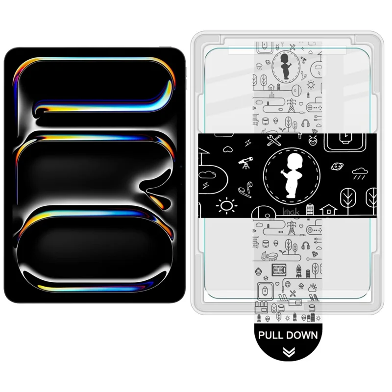 IMAK لجهاز iPad Pro 11 (2025) / (2024) واقي شاشة زجاجي مقسّى بتقنية التغطية الكاملة مع أداة تركيب خالية من الغبار - شفاف