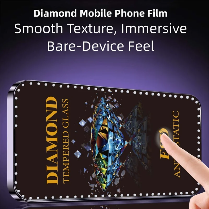 10Pcs for iPhone 17 Pro Max Tempered Glass Diamond Silk Printing Full Screen HD Anti-Static Screen Protector - Transparent