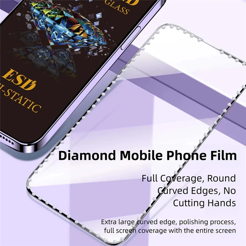 10Pcs for iPhone 17 Pro Max Tempered Glass Diamond Silk Printing Full Screen HD Anti-Static Screen Protector - Transparent