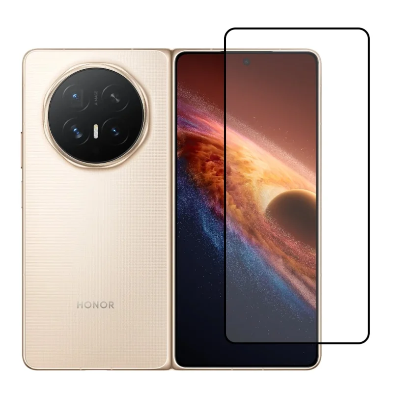 Protector de Pantalla Completo para Honor Magic V6 5G, Película Transparente HD con Impresión de Seda y Adhesivo Completo - Negro