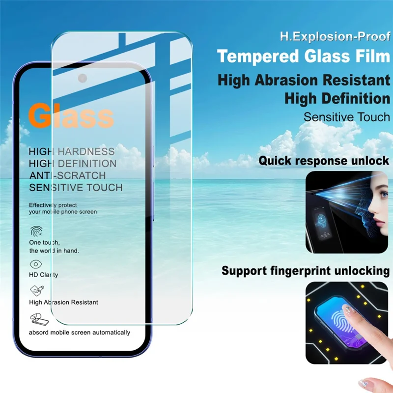IMAK H Series For Google Pixel 10a Screen Protector Tempered Glass Film (Not Complete Coverage) (Fingerprint Unlock) - Transparent