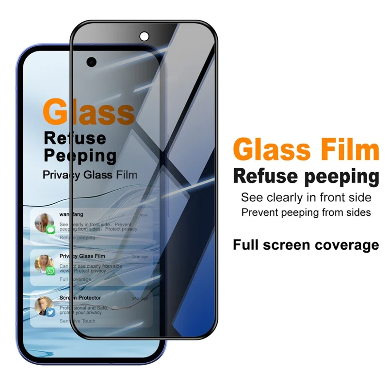 IMAK For Google Pixel 10a Anti Peep Tempered Glass Screen Protector Full Coverage - Black