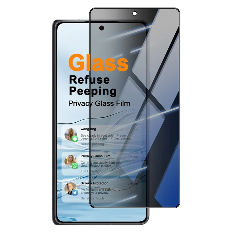 IMAK For Honor Magic V6 5G Anti Peep Tempered Glass Screen Protector Full Coverage - Black