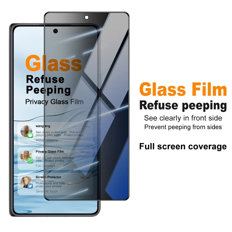 IMAK For Honor Magic V6 5G Anti Peep Tempered Glass Screen Protector Full Coverage - Black