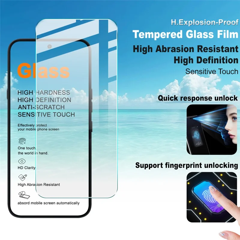 IMAK H Series For Nothing Phone (4a) Pro Screen Protector Tempered Glass Film (Not Complete Coverage) (Fingerprint Unlock) - Transparent