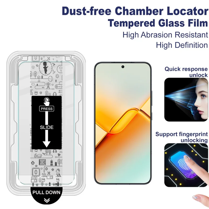 IMAK For Honor Power2 5G by Leica Tempered Glass Screen Protector with Dust-free Installation Tool (Fingerprint Unlock) (Not Complete Coverage) - Transparent