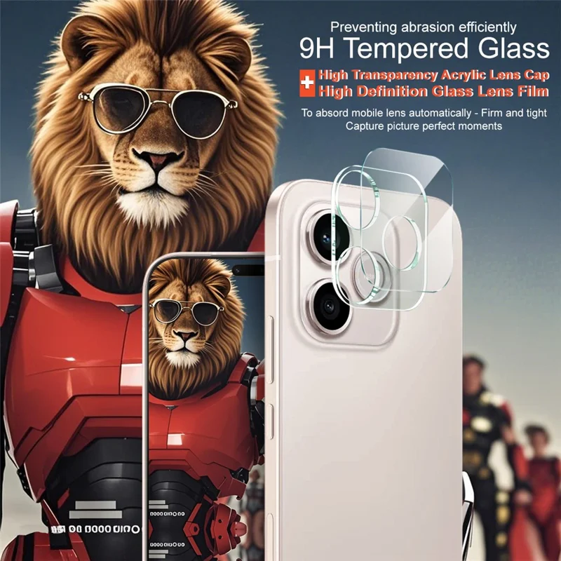IMAK For Honor 600 Lite 5G Tempered Glass Full Cover Camera Lens Protector + Acrylic Lens Cap - Transparent