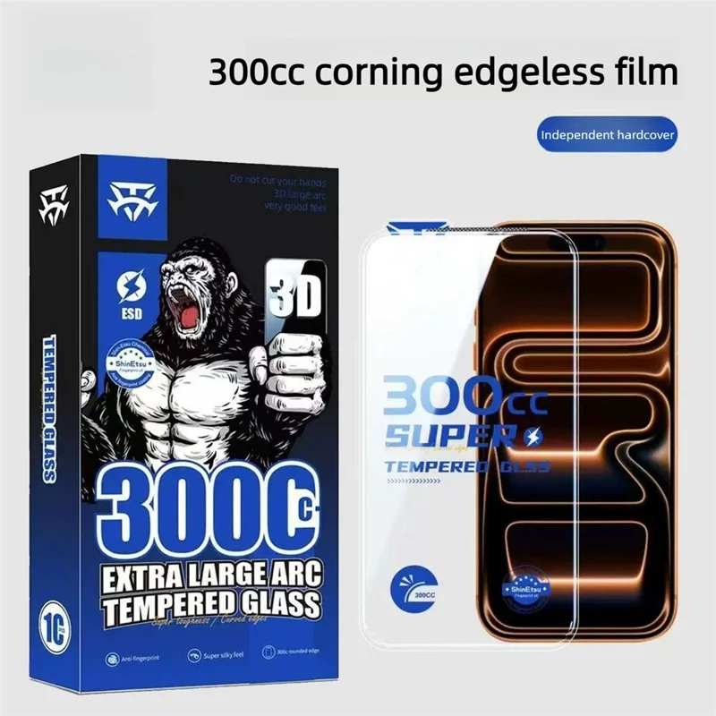10Pcs for iPhone 17 Pro Max Tempered Glass Film 9H+ 300CC Edgeless Anti Static HD Full Screen Protector - Transparent