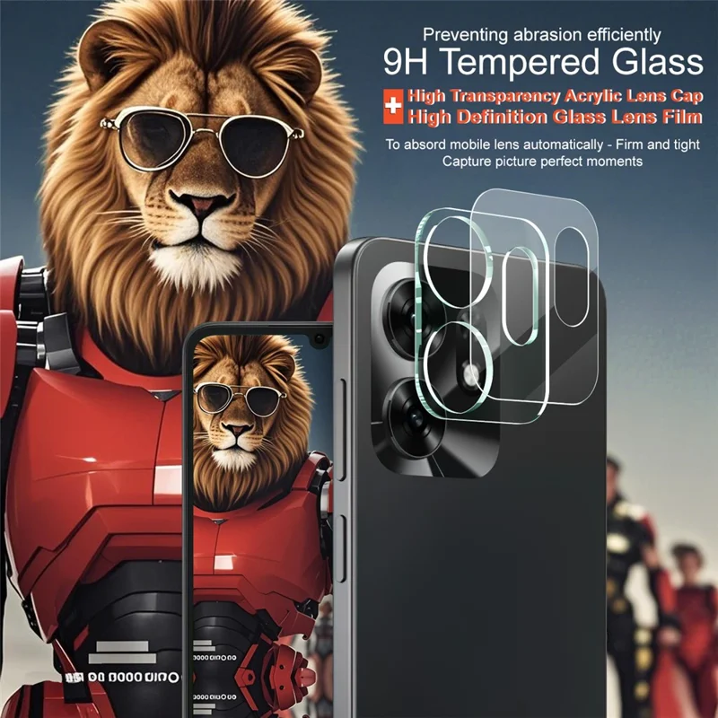 IMAK For Honor X6d 5G / 500 Smart 5G Tempered Glass Full Cover Camera Lens Protector + Acrylic Lens Cap - Transparent
