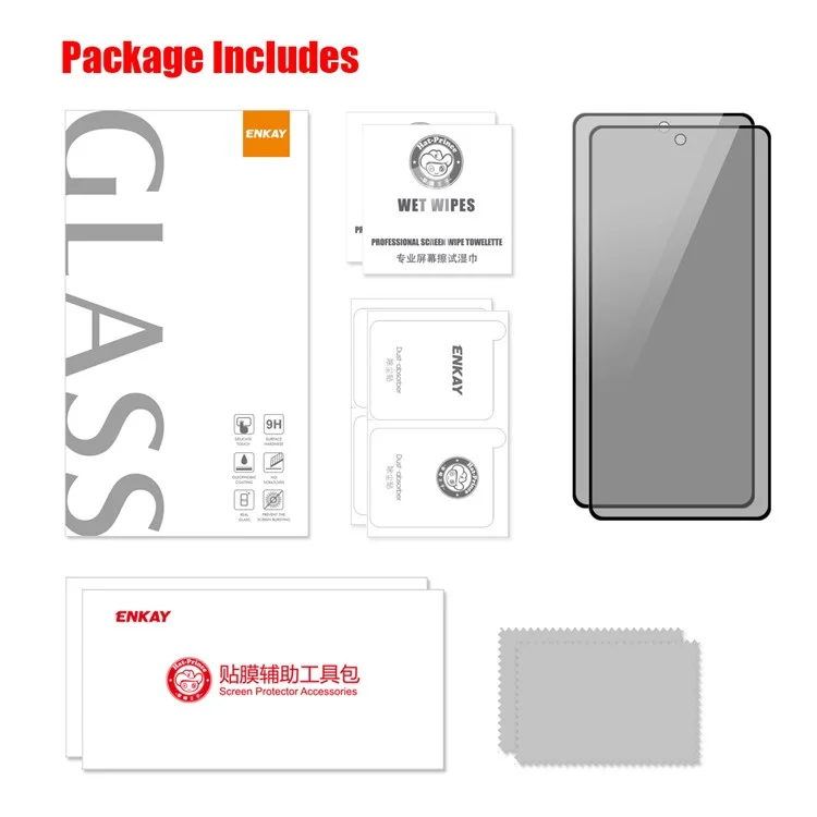 ENKAY CHAPÉU PRÍNCIPE 2Pcs / Conjunto Protetor de tela Full Screen para Xiaomi 12T 5G / 12T Pro 5G / Redmi K50 Ultra 5G, Ângulo anti-espionagem de 28 graus, Toque sensível, Vidro temperado Ultra Clear Film