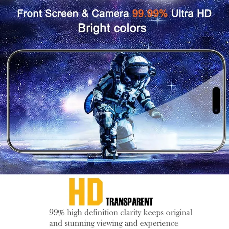 10 Pezzi per iPhone 17 Pro Max Vetro Temperato 3D Copertura Totale 300CC Protettore Schermo Senza Bordo Anti-statico - Trasparente