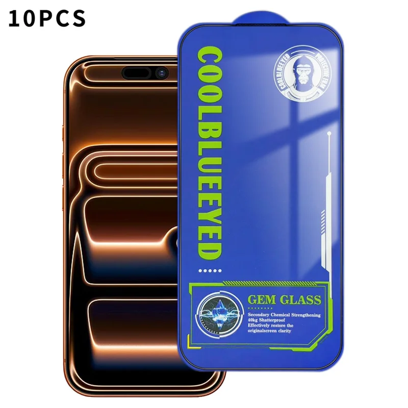 10Pcs for iPhone 17 Pro Max Full Coverage Tempered Glass Screen Protector Silk Printing 9H Diamond-Level Hardness Anti-static Film - Transparent
