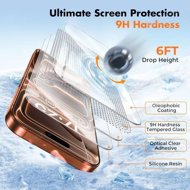 10Pcs for iPhone 17 Pro Max Full Coverage Tempered Glass Screen Protector Silk Printing 9H Diamond-Level Hardness Anti-static Film - Transparent
