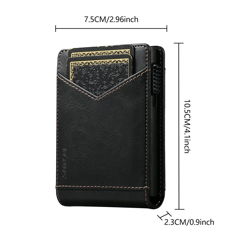 SUTENI KH8 Oil Wax Texture Leather Card Wallet Pop Up Card Holder RFID Blocking Card Case - Black