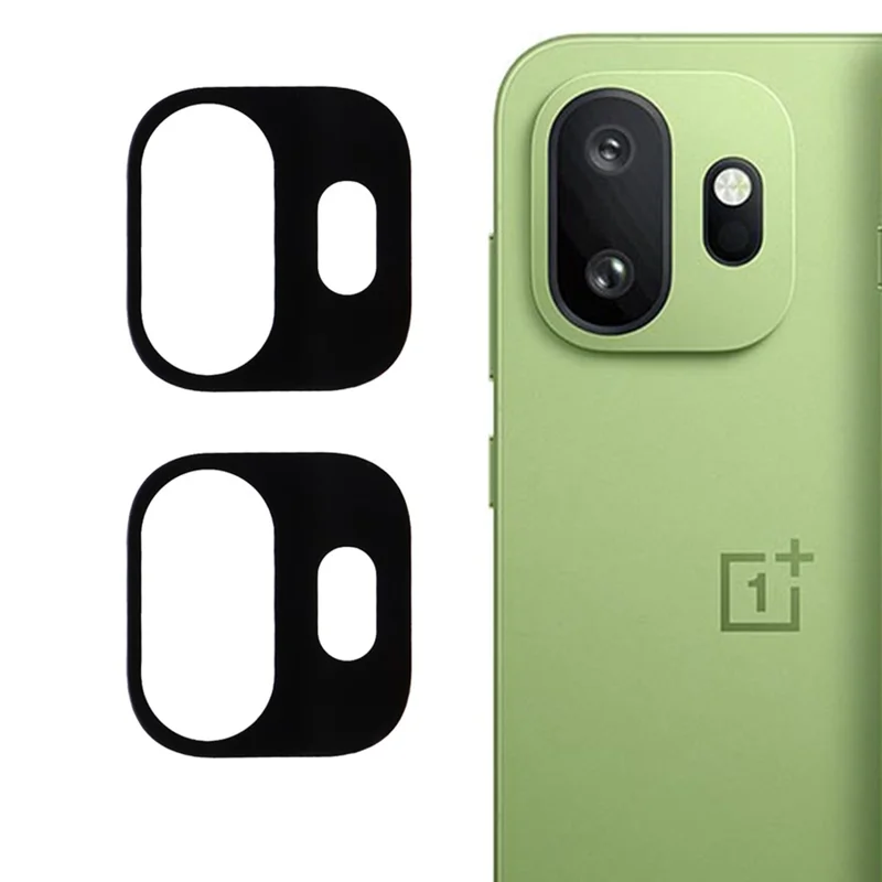 2 St. für OnePlus 15T 5G Objektivschutz 2,5D gewölbter Rand seidener Druck gehärtetes Glas Vollschutz Rückseitenobjektivfolie – Schwarz