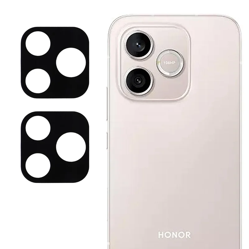 2Pcs For Honor 600 Lite 5G Full Coverage Camera Lens Protector Silk Printing Tempered Glass Lens Film 3D Arc Edge - Black
