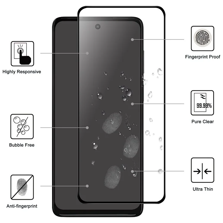 AGC Glass Screen Protector Pour Motorola Moto G62 5G, Anti-Explosion HD Film en Verre Trempé Clair Film D'écran de Colle Complet