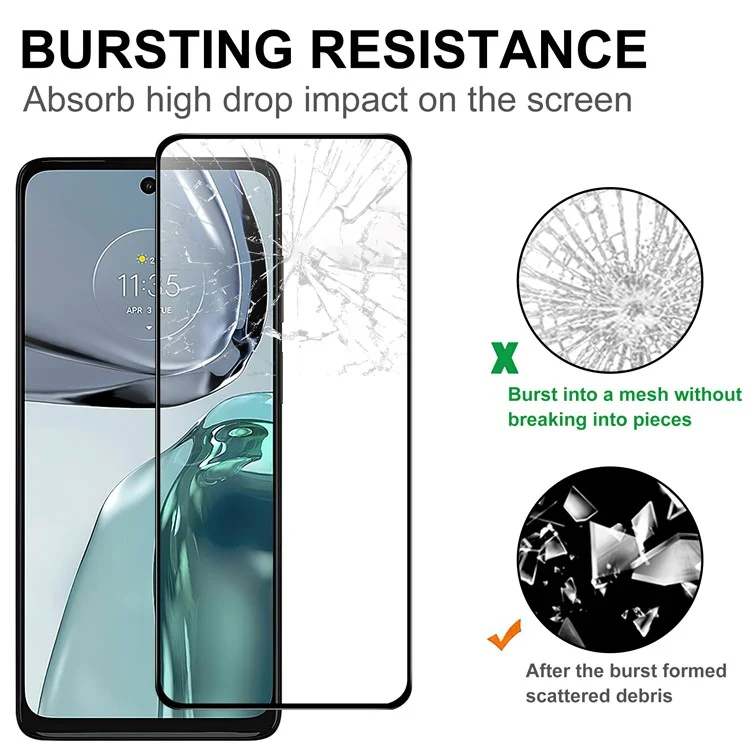 AGC Glass Screen Protector Pour Motorola Moto G62 5G, Anti-Explosion HD Film en Verre Trempé Clair Film D'écran de Colle Complet