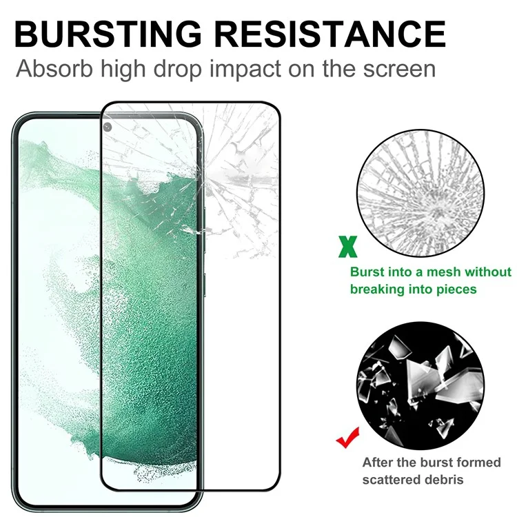 Per Samsung Galaxy S22+ 5G / S23+ Pellicola Protettiva in Vetro Temperato Bordo Nero Incollato Full Glue Anti-esplosione HD Trasparente (Spessore 0,1 mm, Supporto Sblocco Impronta Digitale)