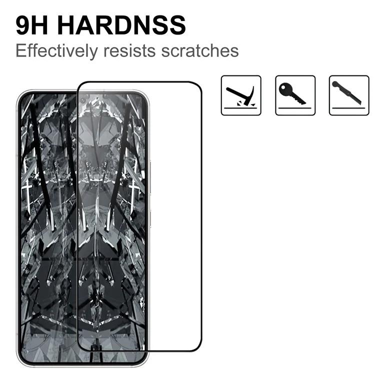 Para Samsung Galaxy S22 5G / S23 Protector de pantalla de cristal templado de pantalla completa Borde negro Pegamento completo 9H Dureza Película de pantalla a prueba de roturas (Grosor de 0.1 mm, Compatibilidad con desbloqueo de huella digital)