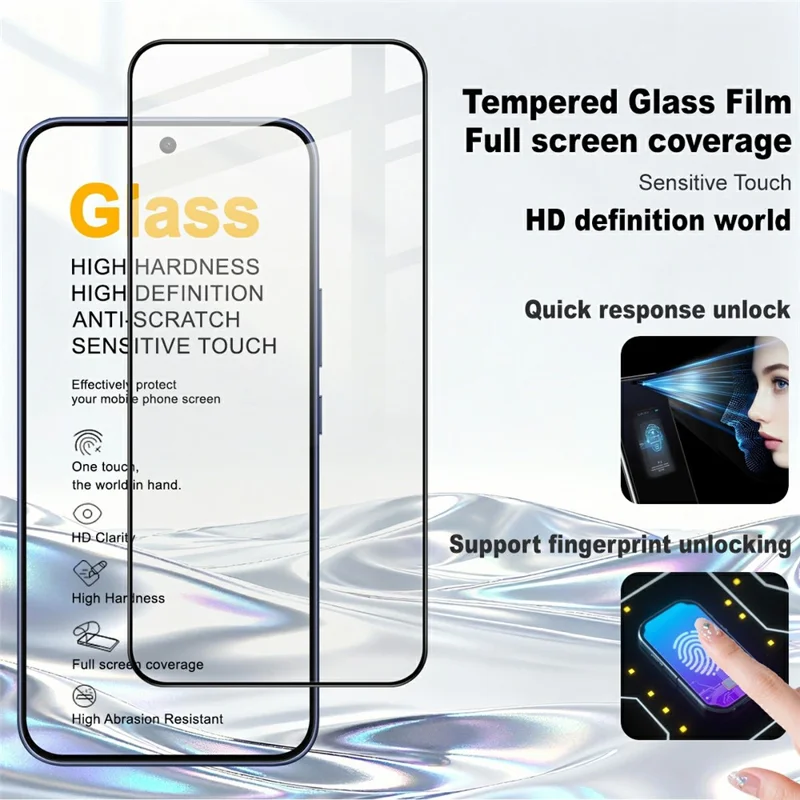 IMAK Pro+ Series For vivo V70 FE 5G Screen Protector Full Coverage Tempered Glass Film (Fingerprint Unlock) - Transparent