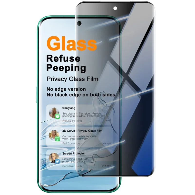 IMAK til TECNO Camon 50 Pro 4G / Camon 50 Ultra 5G Anti-spion Tørhærdet Glasskærm Side-lim Fuld Dækningsbeskytter (uden kanter) - Sort