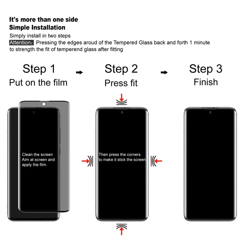 IMAK til TECNO Camon 50 Pro 4G / Camon 50 Ultra 5G Anti-spion Tørhærdet Glasskærm Side-lim Fuld Dækningsbeskytter (uden kanter) - Sort
