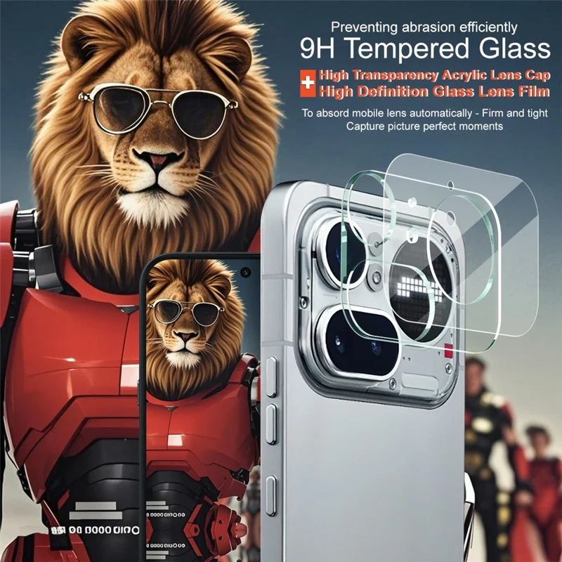 IMAK Protezione Obiettivo in Vetro Temperato Full Cover + Coperchio Obiettivo in Acrilico Trasparente per Nothing Phone (4a) Pro