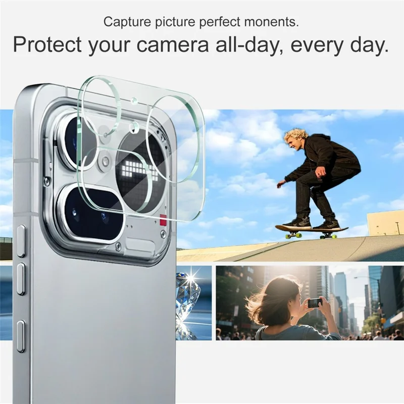 IMAK Protezione Obiettivo in Vetro Temperato Full Cover + Coperchio Obiettivo in Acrilico Trasparente per Nothing Phone (4a) Pro