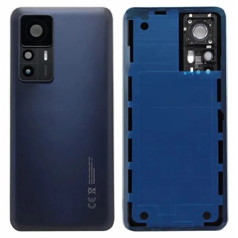 For Xiaomi 12T 5G Back Battery Housing Cover with Camera Ring Lens Cover Spare Part (Without Logo) - Black