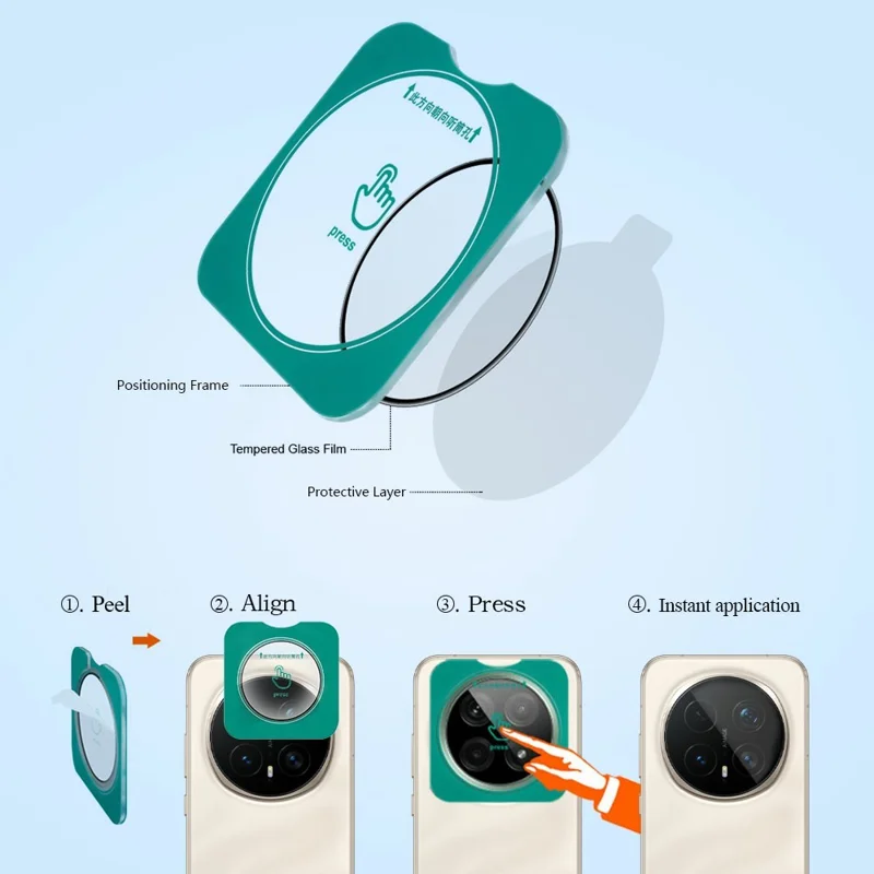 LEREACH 2Pcs for Honor Magic8 Pro 5G Camera Lens Protector Smart-Fit Auto-Align Tempered Glass Film - Black