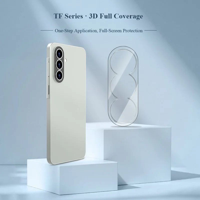 LEREACH for Samsung Galaxy A57 5G Camera Lens Protector 3D Full Coverage Tempered Glass Acrylic One-Piece Lens Film - Black