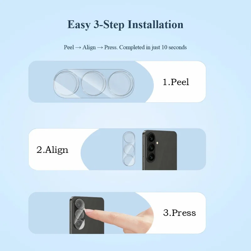 LEREACH for Samsung Galaxy S26 Camera Lens Protector 3D Full Coverage Tempered Glass Acrylic One-Piece Lens Film - Black