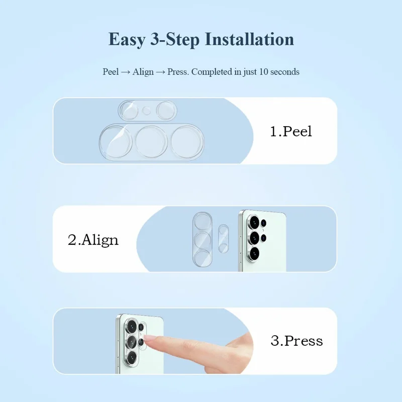 LEREACH For Samsung Galaxy S26 Ultra 2 Sets Main and Secondary Camera Lens Protector 3D Full Coverage Tempered Glass Lens Film - Transparent