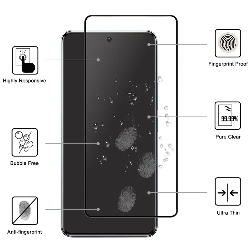 Para Xiaomi Redmi Note 15 Pro 5G (Global) AGC Cristal Templado con Borde Negro Adhesión Total y Protector de Pantalla de Cobertura Completa