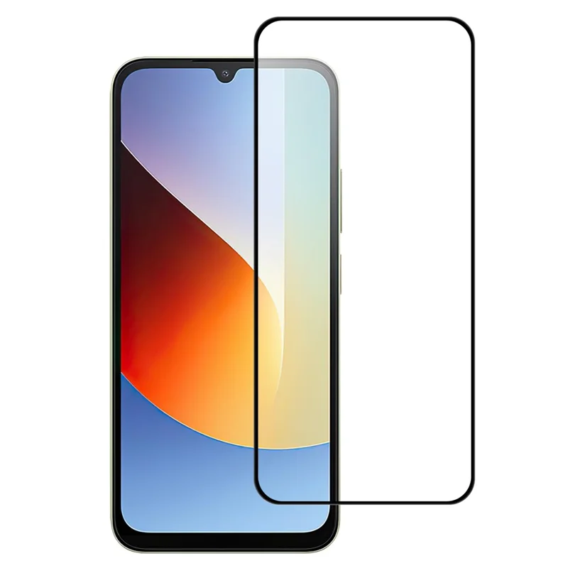 لـ Xiaomi Redmi A7 Pro 4G زجاج AGC مقسّى مع حافة سوداء وواقي شاشة كامل الالتصاق وتغطية كاملة