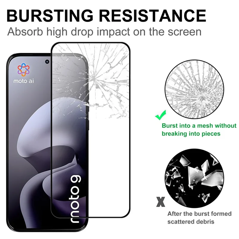 Til Motorola Edge (2026) AGC Hærdet Glas med Sort Kant Fuldklæbende Dækningsplade Skærmværn