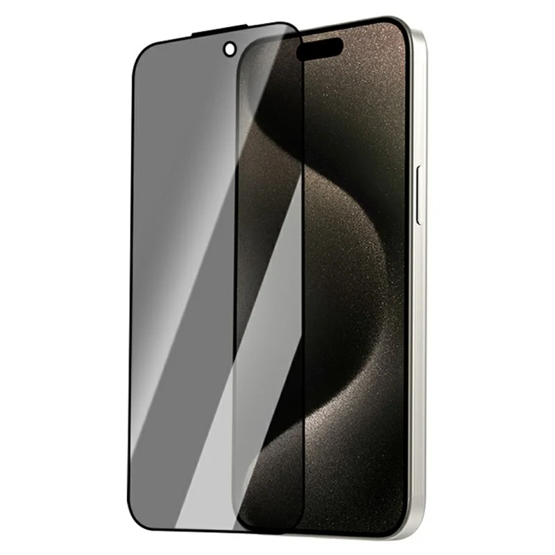 LEREACH For iPhone 15 Pro Max Privacy Tempered Glass Screen Protector 28° Anti-spy Full Cover Film - Black